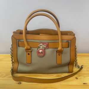 MICHAEL Michael Kors Women's Hamilton East / West Satchel Bag grey and brown